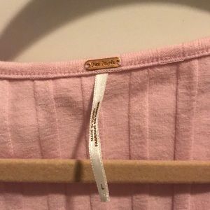 Free People 3/4 length baby pink ribbed top